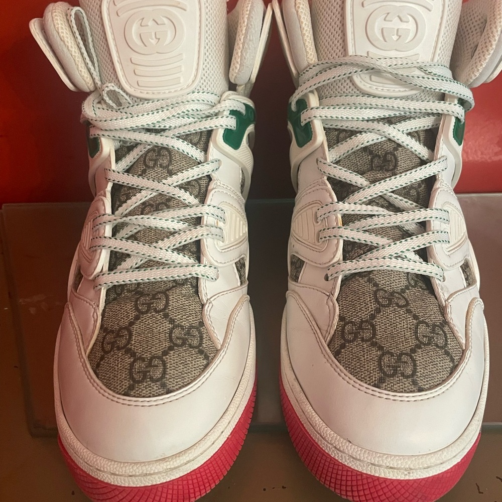 Gucci Basket Retro White Demetra Red Sneakers Size 7 Men